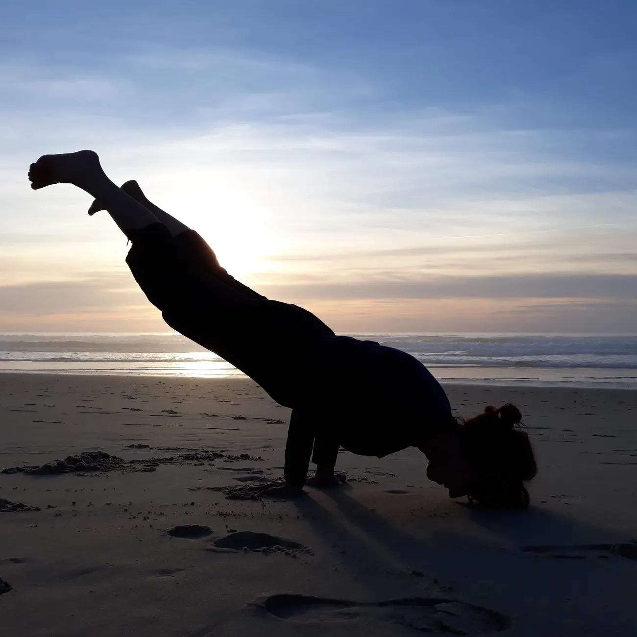 Posture du paon en silhouette, face à l’océan